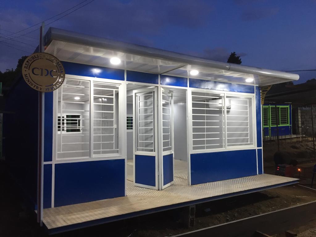 Prefab building - nighttime view